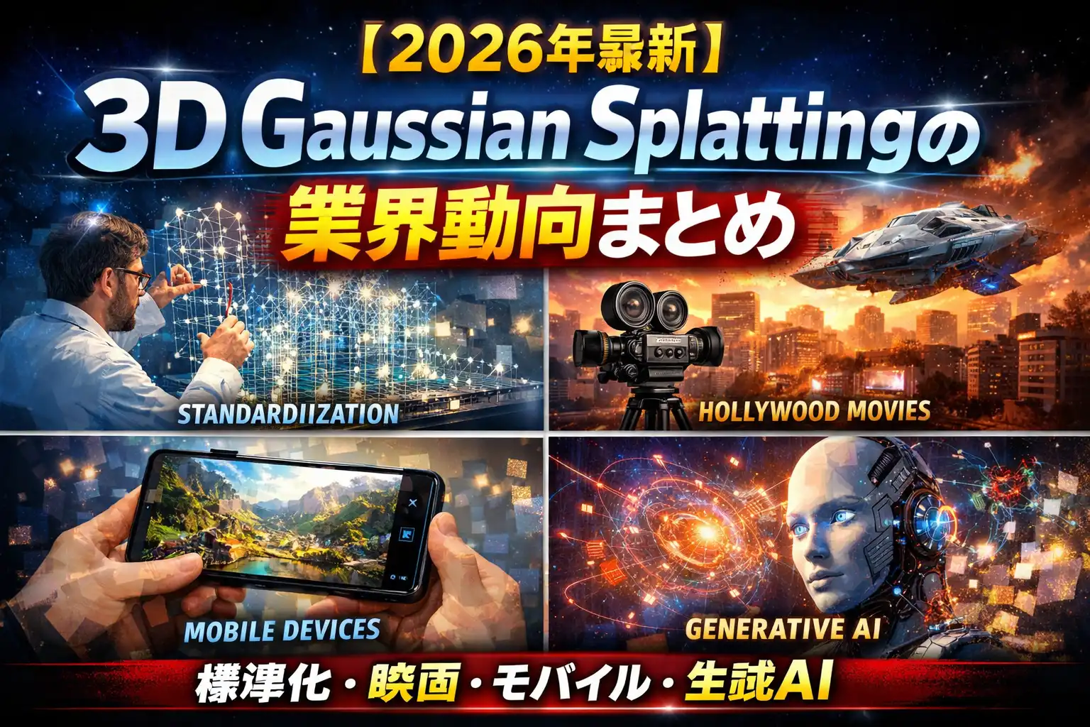 【2026年最新】3D Gaussian Splattingの業界動向まとめ - 標準化・映画・モバイル・生成AI