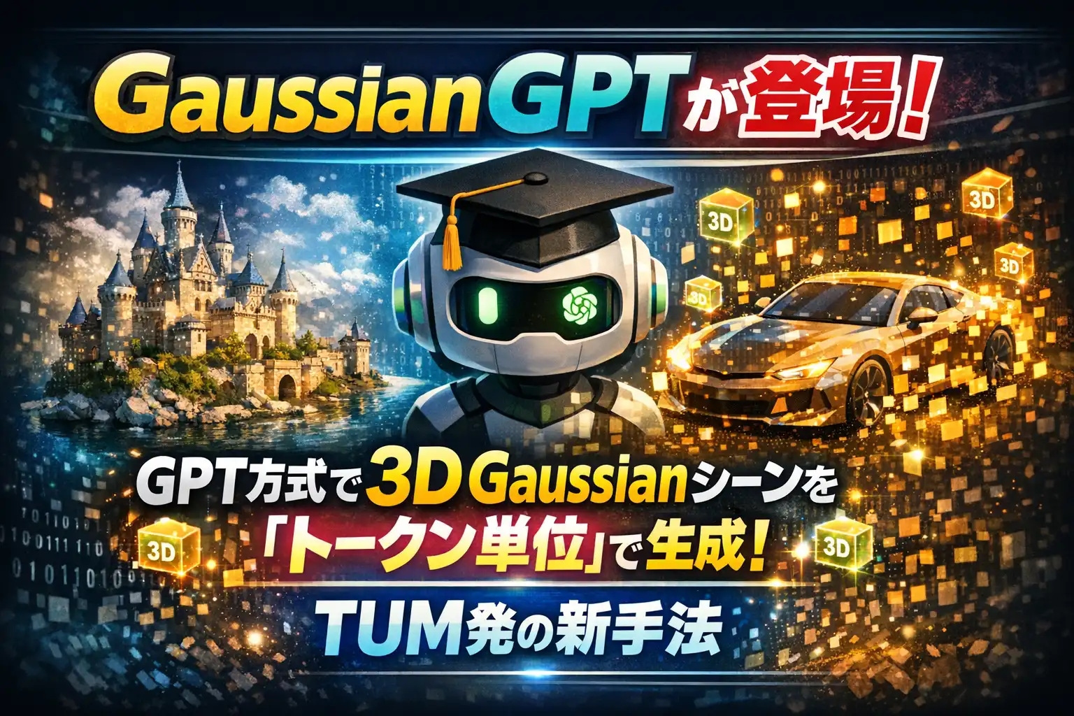 GaussianGPTが登場！GPT方式で3D Gaussianシーンを「トークン単位」で生成するTUM発の新手法